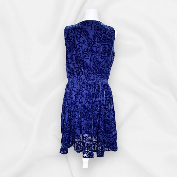 Reba Sleeveless Navy Velvet Burnout Dress - Size Large Cocktail, Evening, Party - Picture 3 of 10